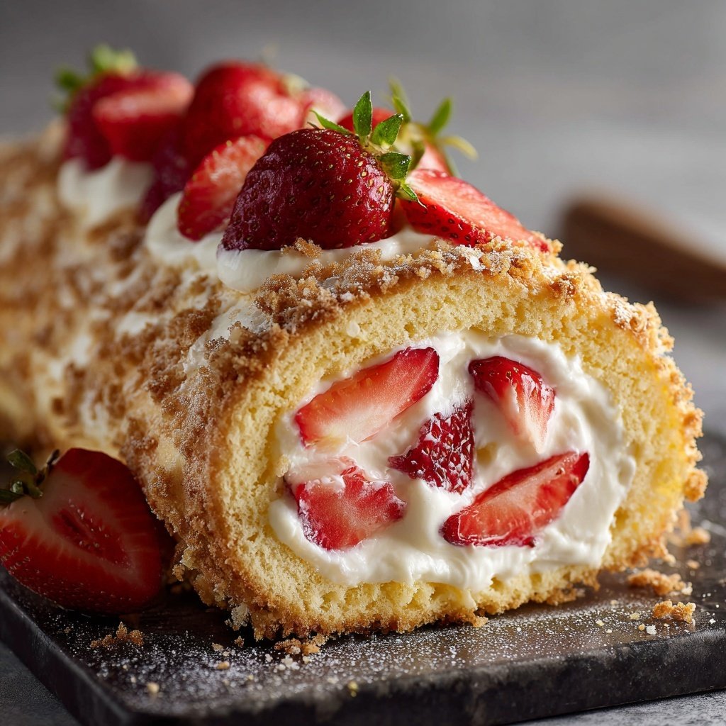 Erdbeer Biskuitrolle