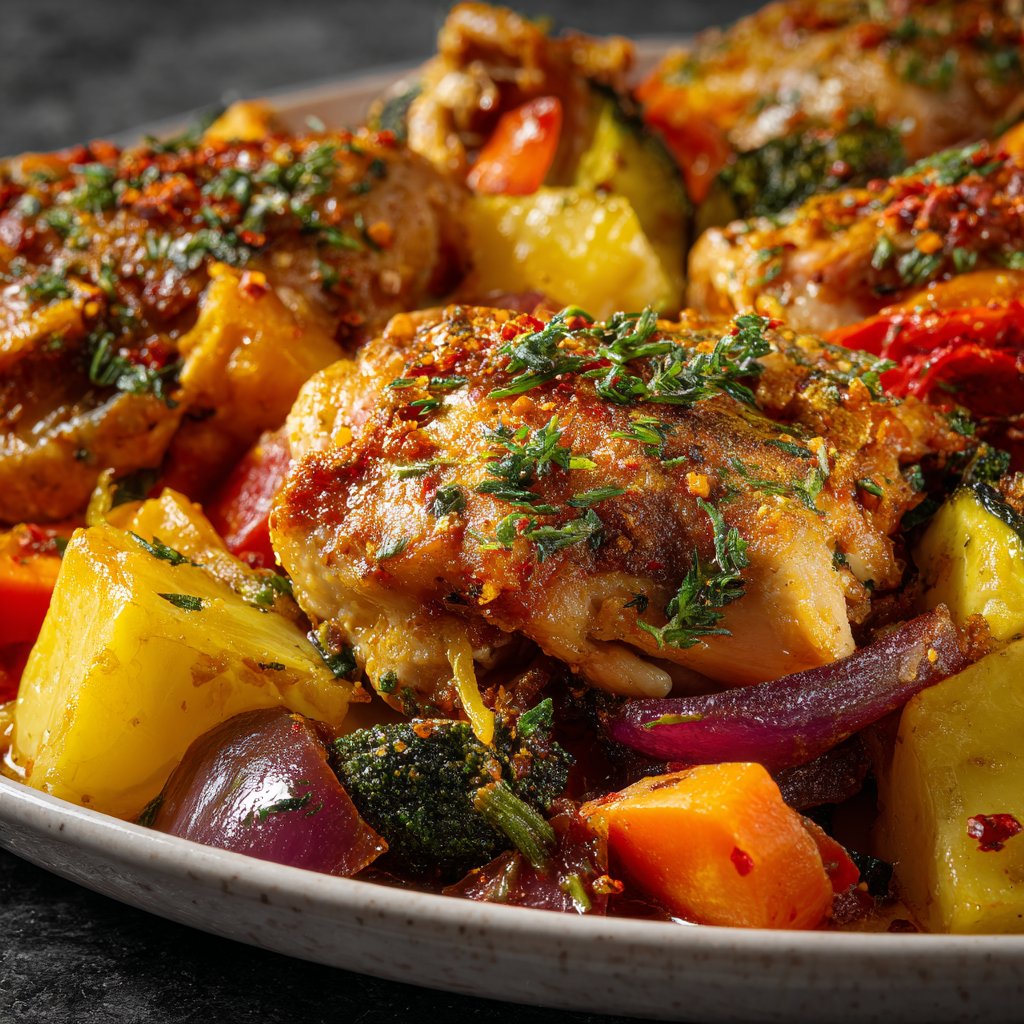 Kalorienarme Gemüsepfanne Mit Hähnchen