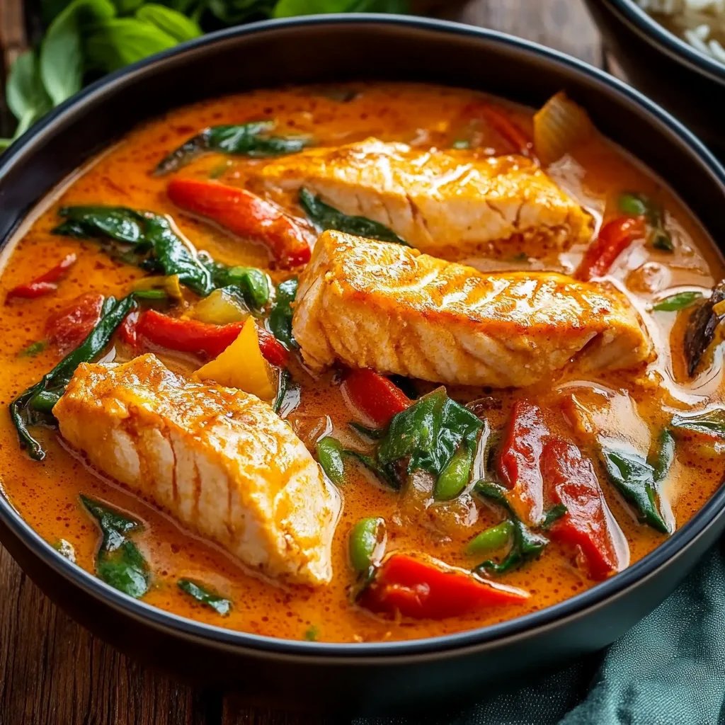 Thai Kokos Curry mit Lachs