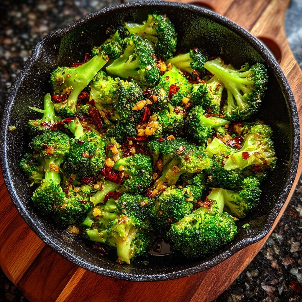 Brokkoli Pfanne Mit Knoblauch Öl