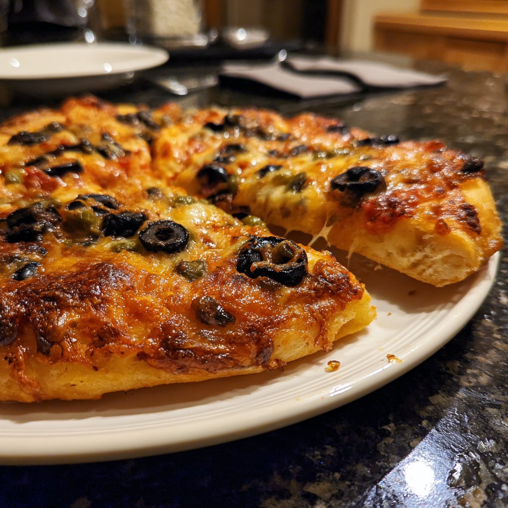 Pizza mit Oliven und Kapern