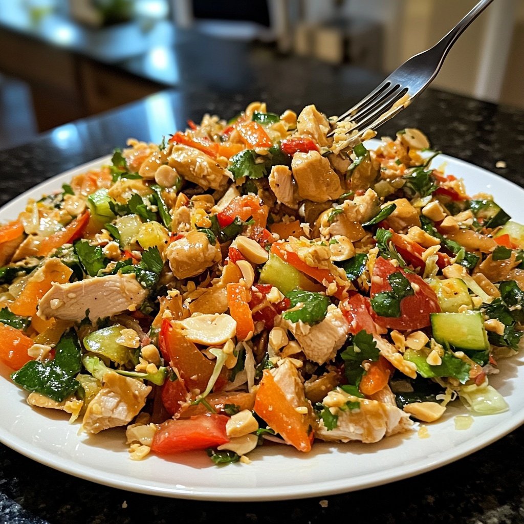 Thai Erdnuss Hähnchen Salat